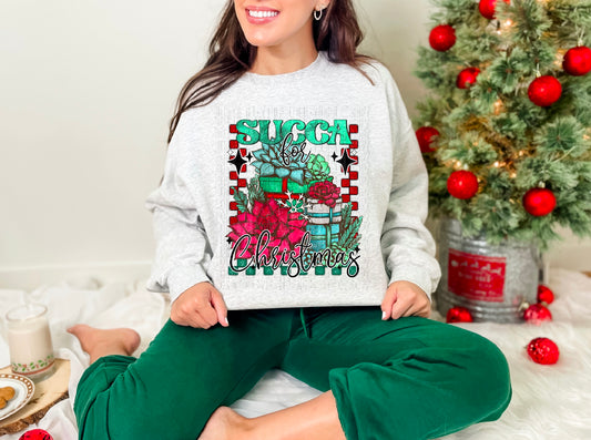 Succa For Christmas Teal DTF Transfer