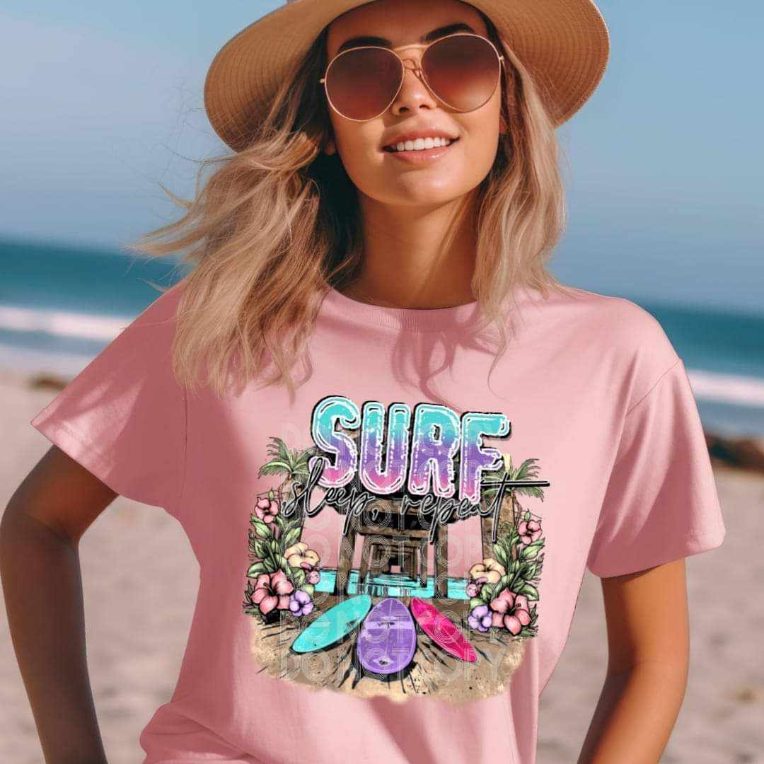 Surf Sleep Repeat DTF Transfer