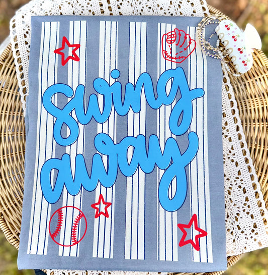 Baseball Swing Away Stripes DTF Transfer