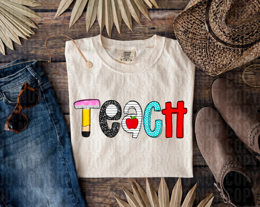 Teach Crafty Doodle DTF Transfer