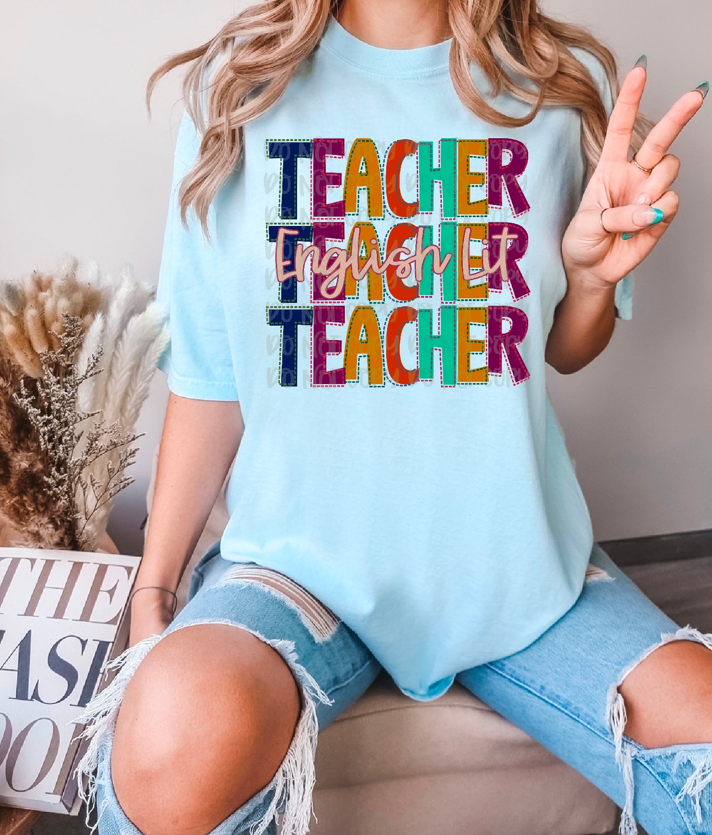 Teacher English Lit Stitched Occupation Stacked DTF Transfer