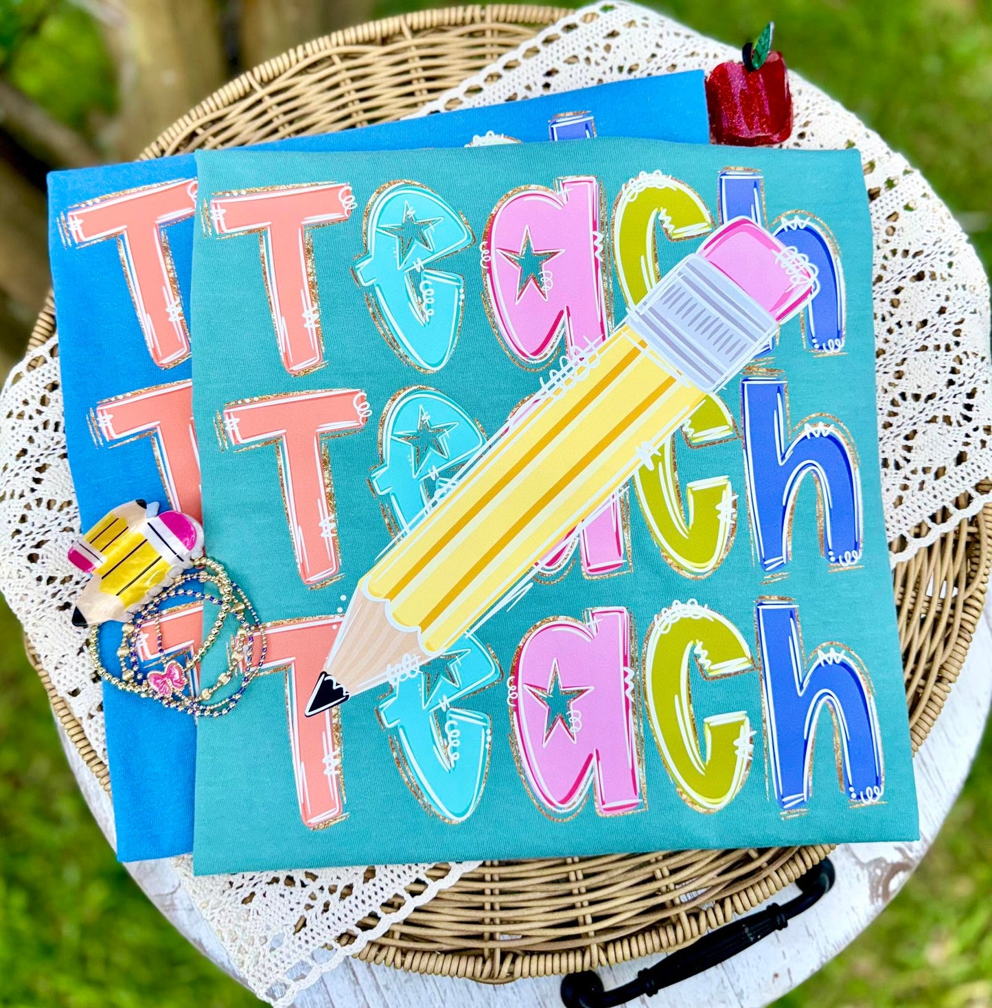 Teach Stacked With Pencil DTF Transfer