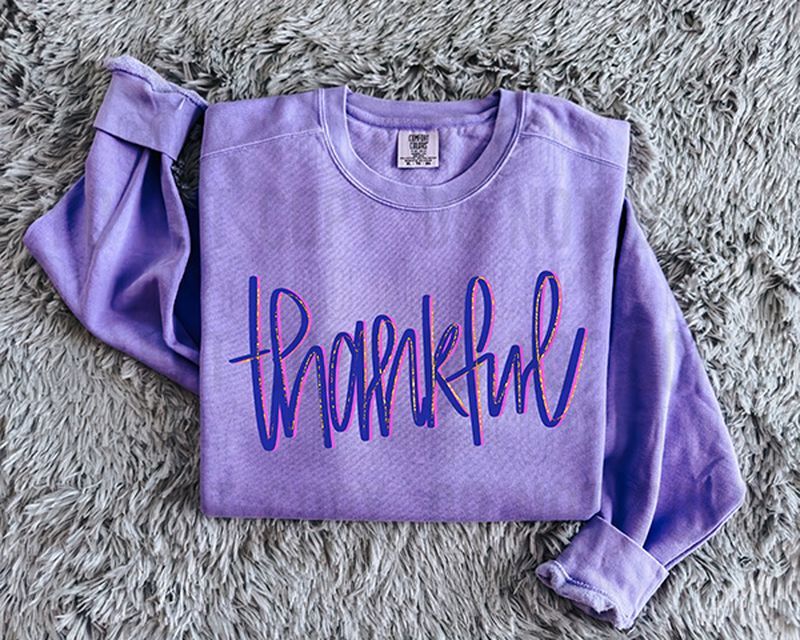 Purple & Pink Thankful DTF Transfer