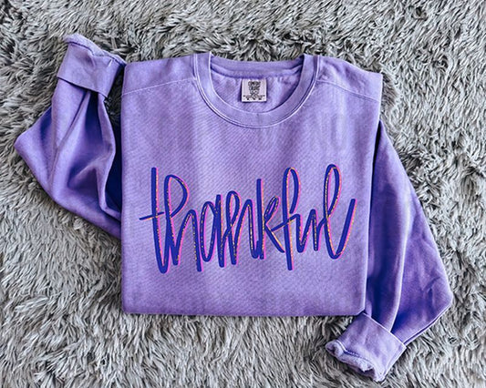 Purple & Pink Thankful DTF Transfer