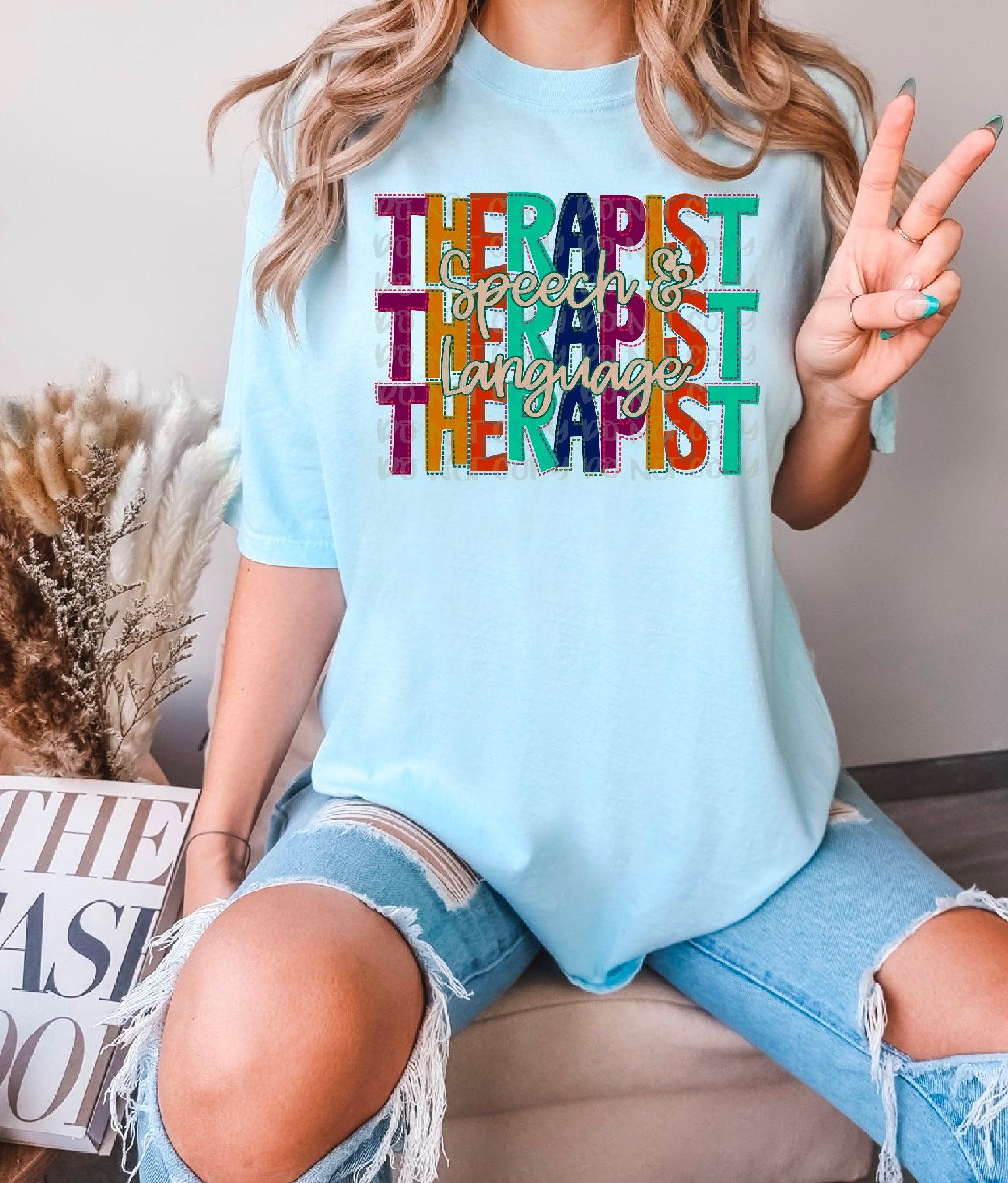 Therapist Speech & Language Stitched Occupation Stacked DTF Transfer