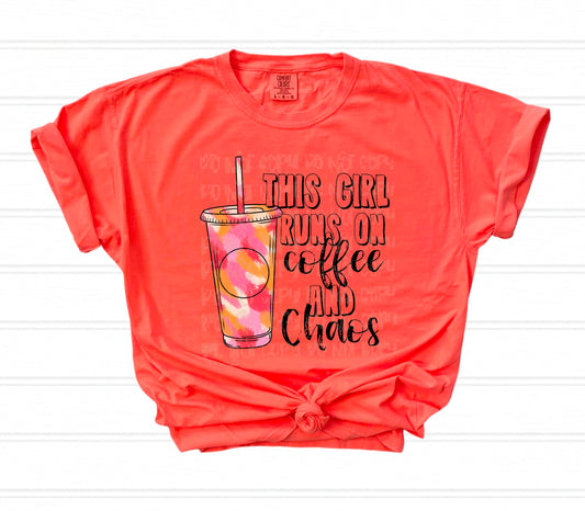 This Girl Runs On Coffee & Chaos DTF Transfer