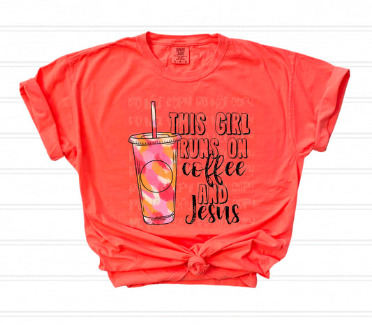 This Girl Runs On Coffee & Jesus DTF Transfer