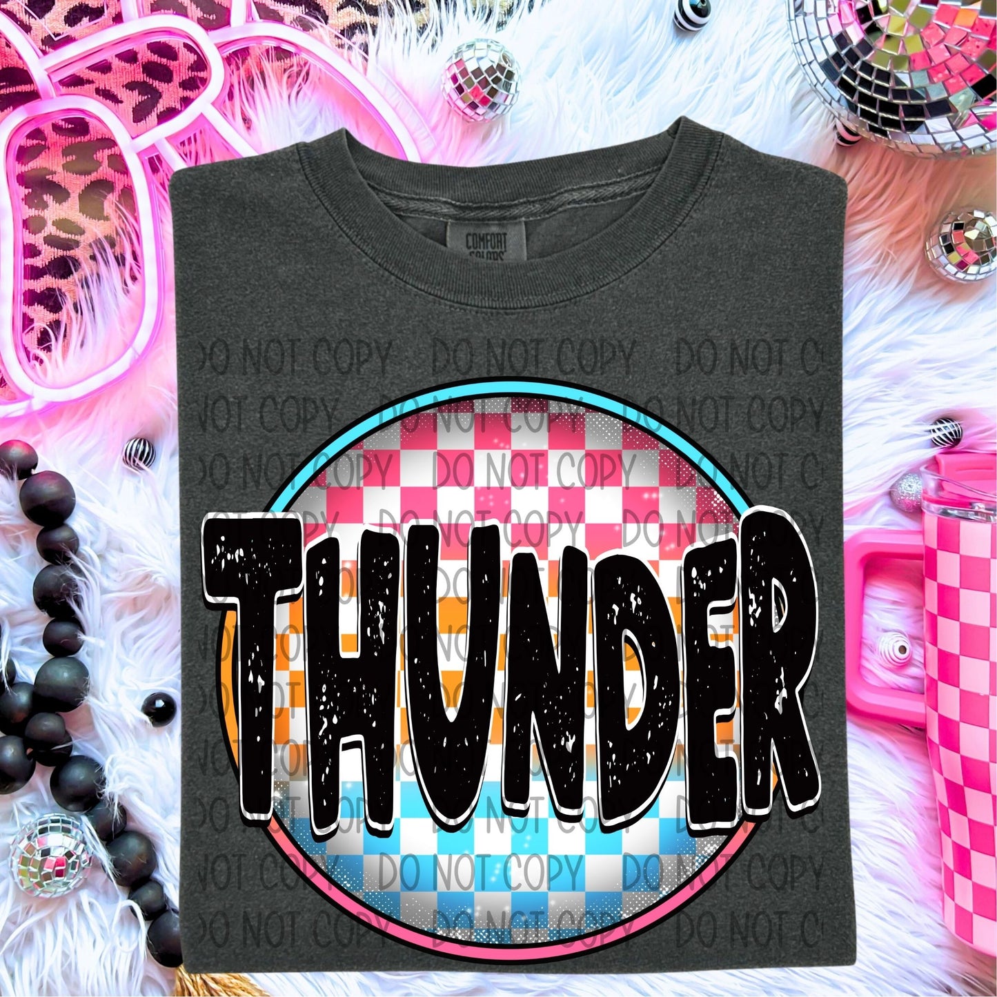 Neon Checkered Mascots DTF Transfer