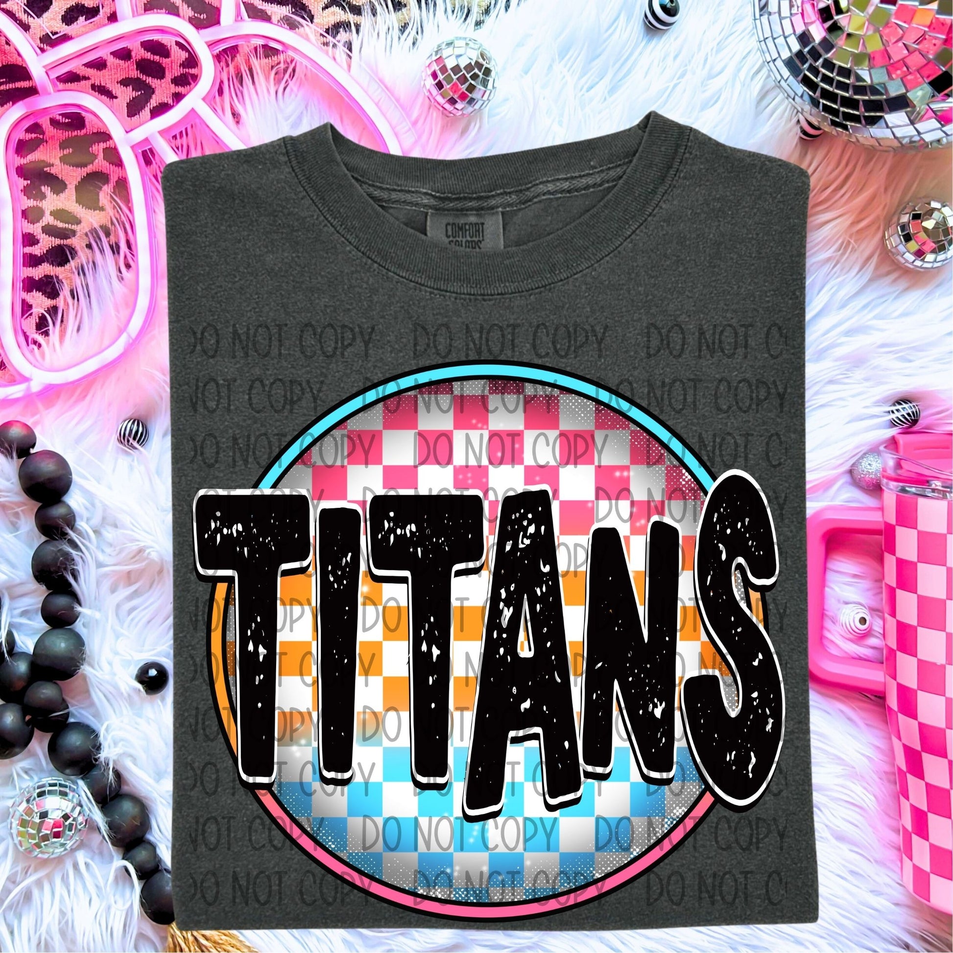 Neon Checkered Mascots DTF Transfer