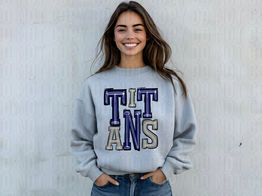 Titans Navy Grey Sporty Mascot DTF Transfer