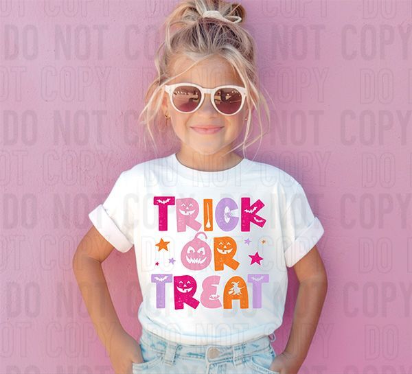 Trick Or Treat Pink DTF Transfer