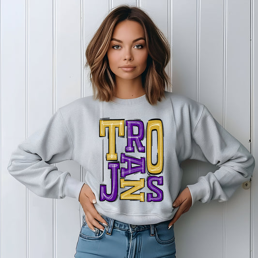 Trojans Purple Gold Sporty Boho DTF Transfer