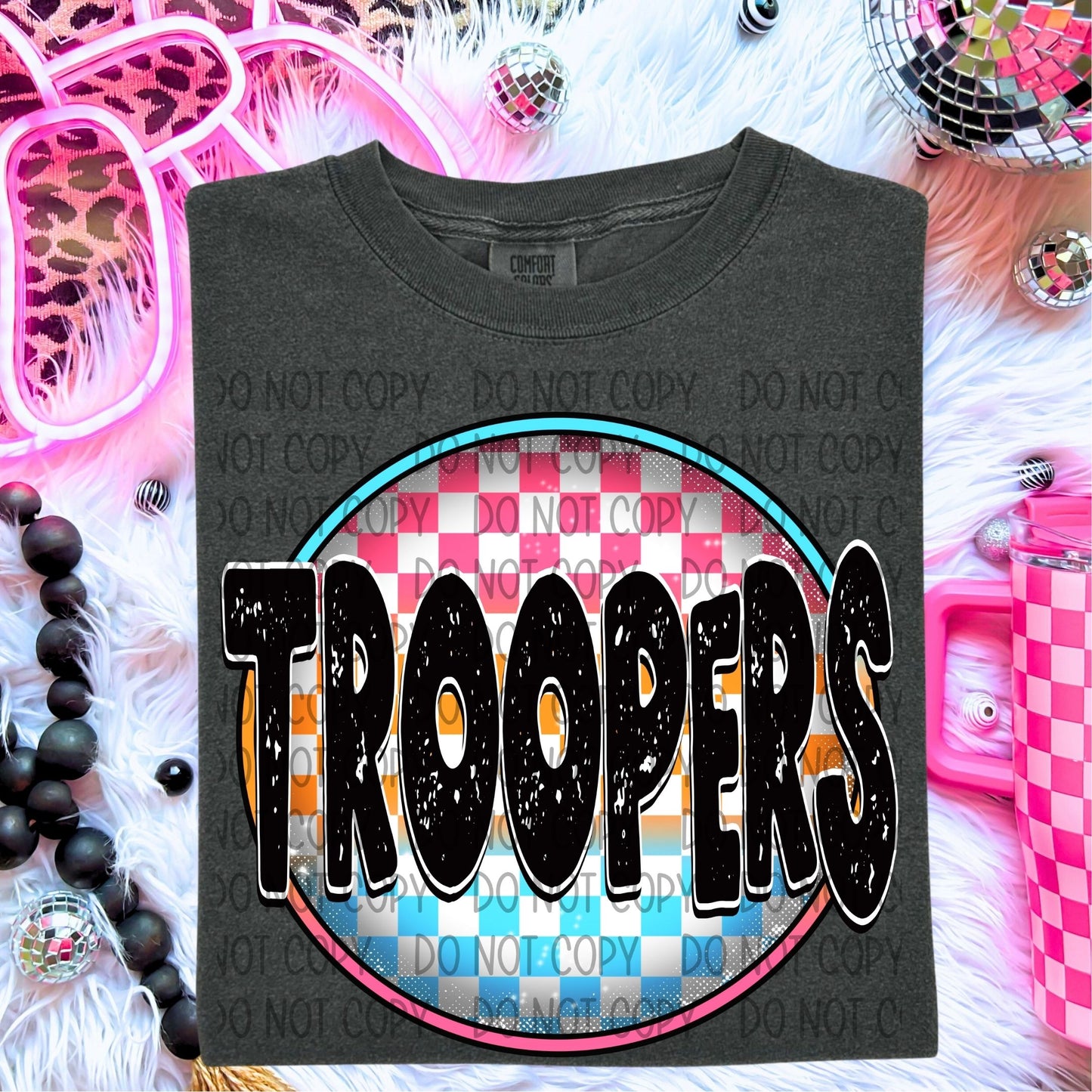 Neon Checkered Mascots DTF Transfer