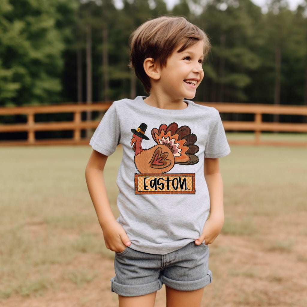 Turkey (Boy) With Name Plate Personalized DTF Transfer