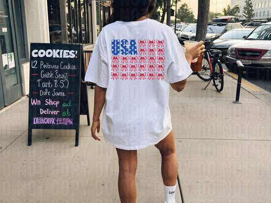 USA Flag Bows DTF Transfer