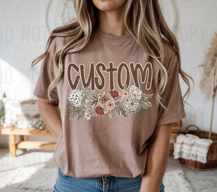 Vintage Floral Custom Name DTF Transfer
