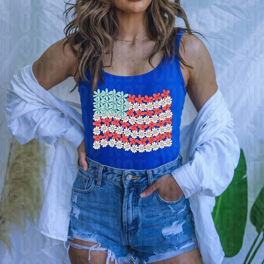 Wavy Floral Flag DTF Transfer