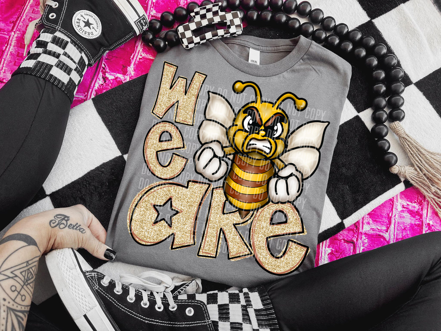 We Are Gold Glitter Bees Mascot DTF Transfer