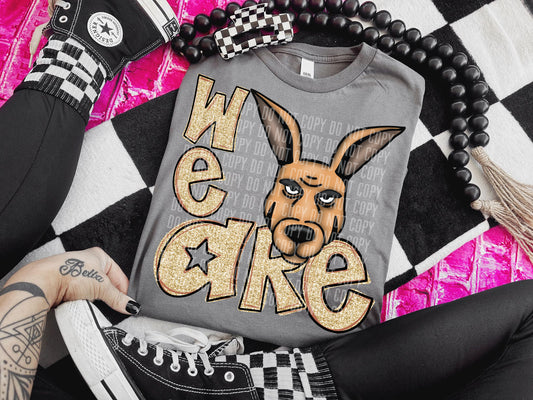 We Are Gold Glitter Kangaroos Mascot DTF Transfer