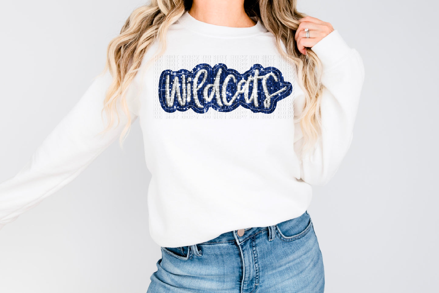 Wildcats Blue and Silver Sequins DTF Transfer