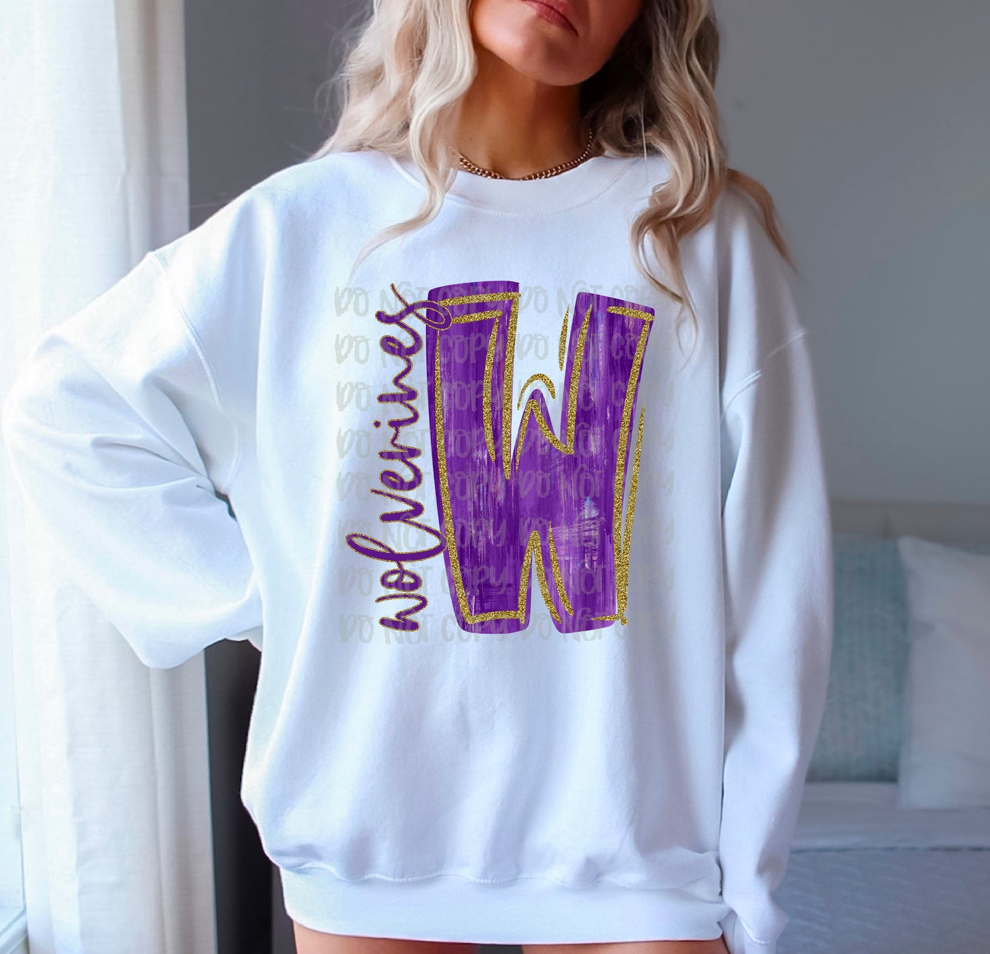 Wolverines Purple and Gold Outline DTF Transfer