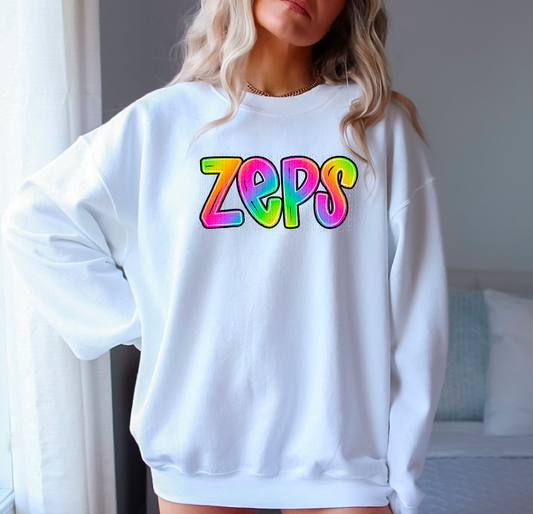 Zeps Tie-Dye Handlettered Mascot DTF Transfer