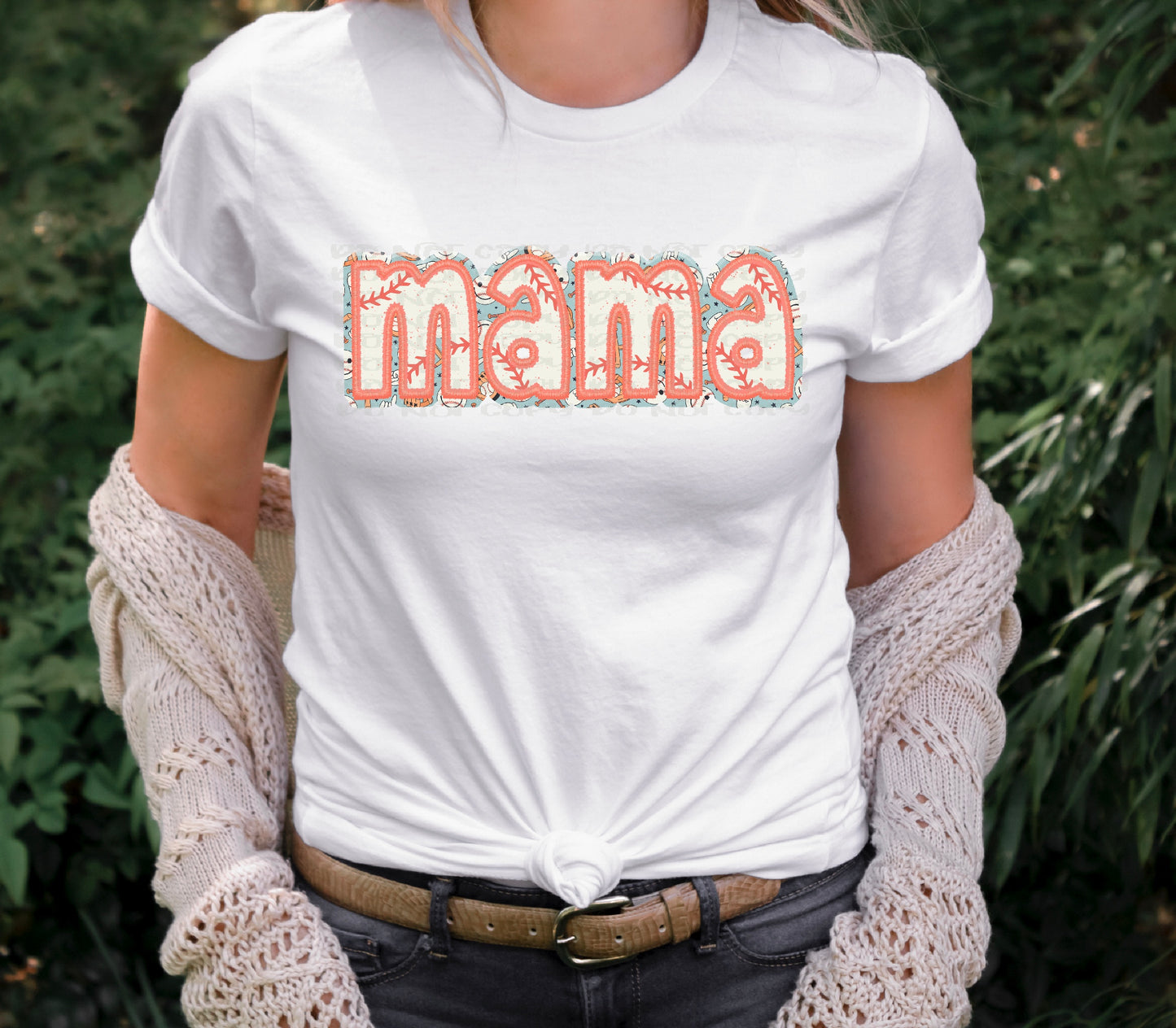 Mama Baseball Faux Embroidery DTF Transfer