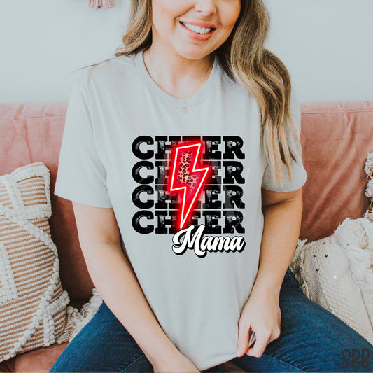 Cheer Mama Red Leopard Bolt DTF Transfer