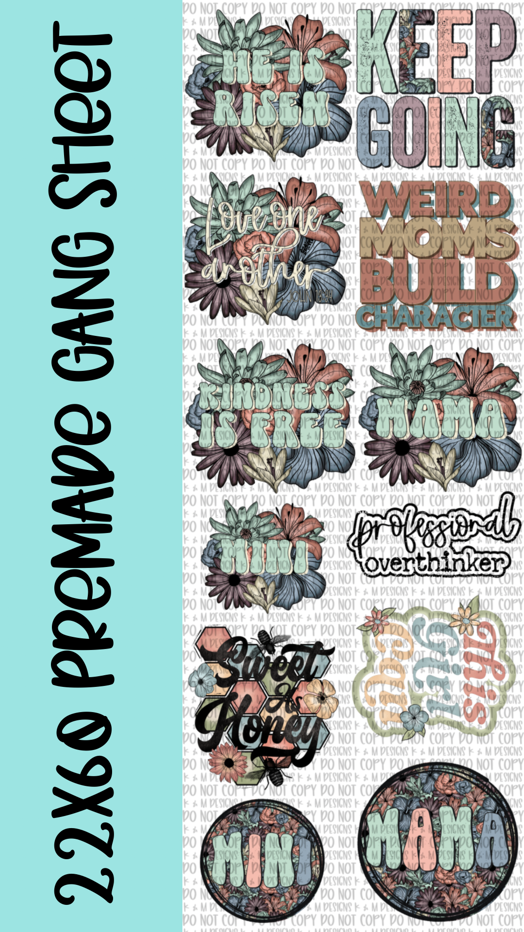 22x60 Premade Floral Gang Sheet DTF Transfer – K&M Designs