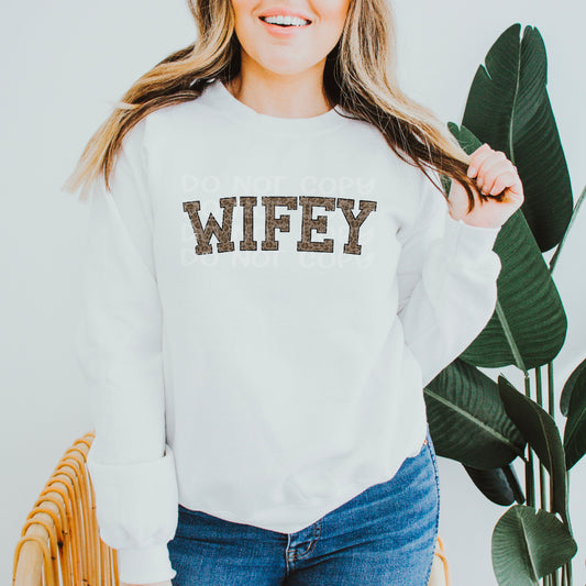 Wifey Leopard Chenille Faux DTF Transfer