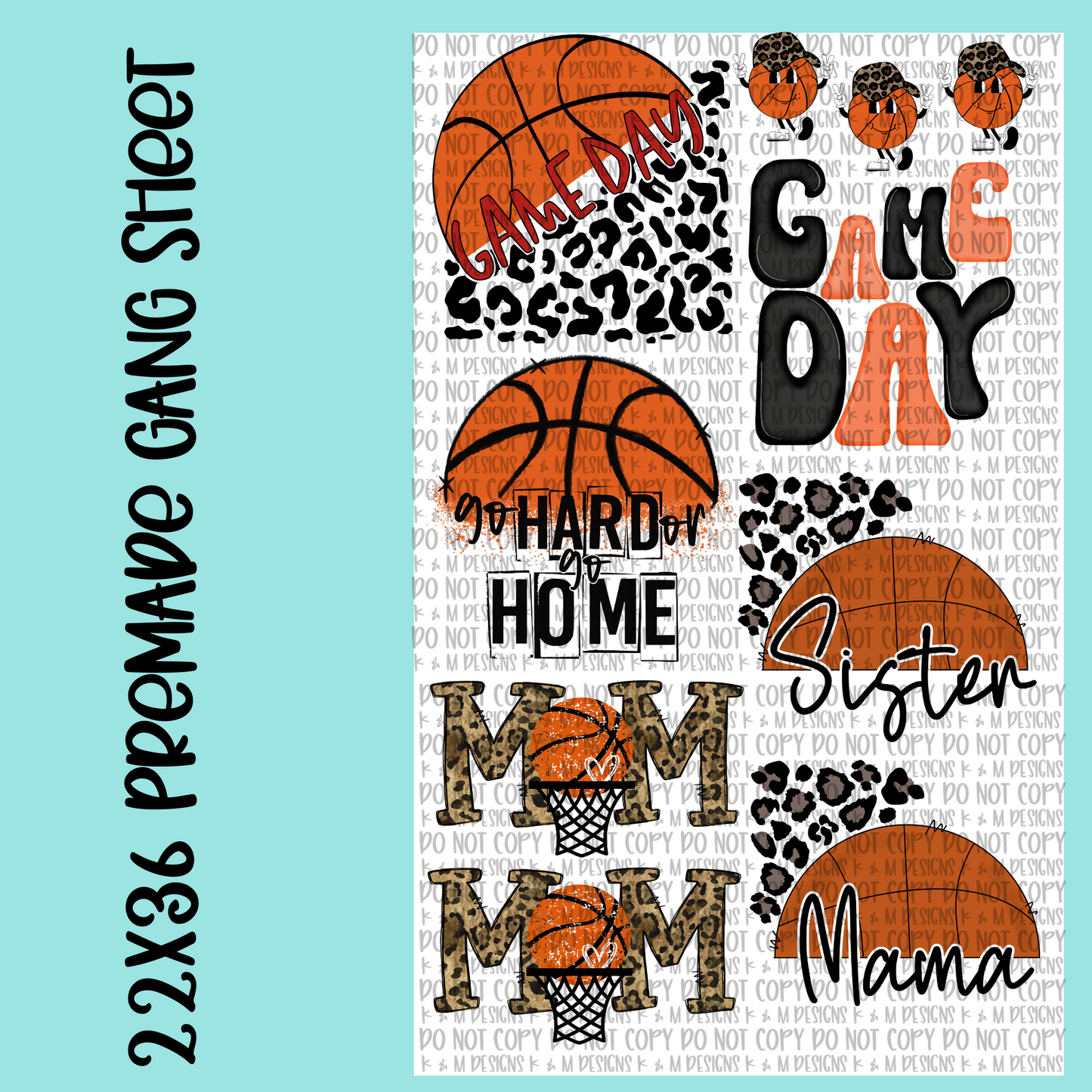 22x36 Premade Basketball Gang Sheet DTF Transfer