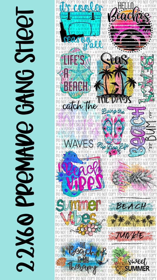 22x60 Premade Summer/Beach Gang Sheet DTF Transfer