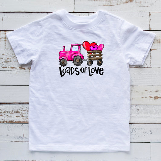 Loads Of Love Pink Tractor DTF Transfer
