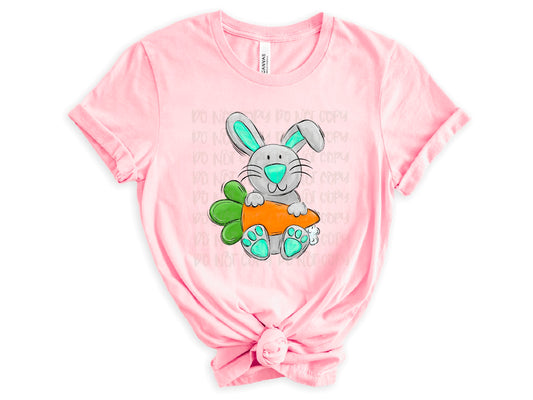 Teal & Grey Bunny DTF Transfer