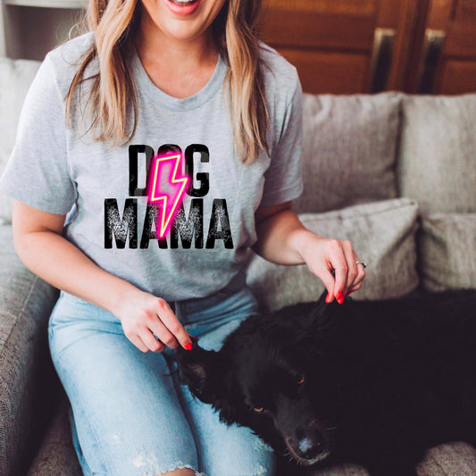 Dog Mama Neon Lightning Bolt DTF Transfer