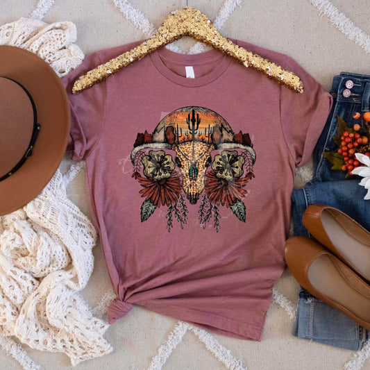 Bull Skull Desert Scene DTF Transfer