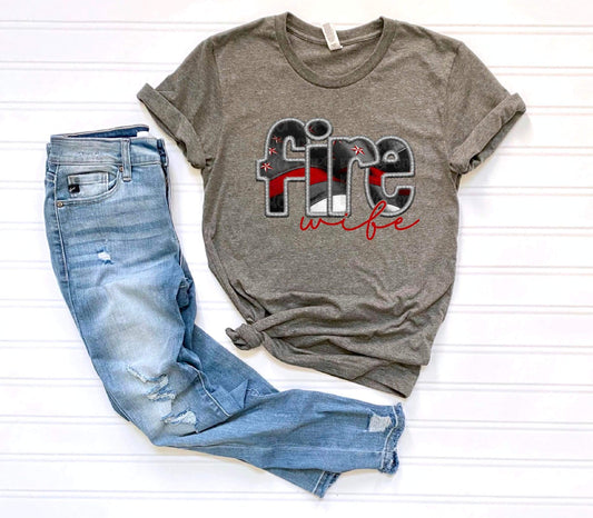 Fire Wife Faux Embroidery DTF Transfer